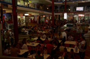 The mall! The picture captures how dark it was, but not how noisy!