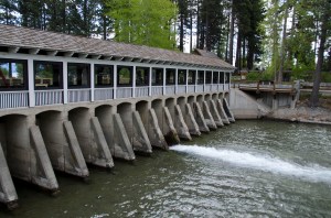 This is the Dam that controls the water leaving the lake.  There are BIG fish in the shallows waiting for dinner.