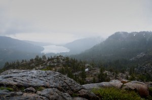 Near Donner Pass (?) looking back at Donner Lake.