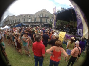 Fun picture of the crowd using the fish eye lens Gerry Jr. gave me for Mothers' Day.