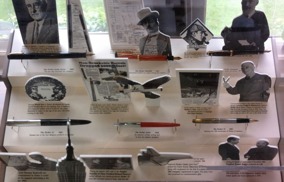 My favorite display case:  Shows gorgeous pens and the historic figures who used them!