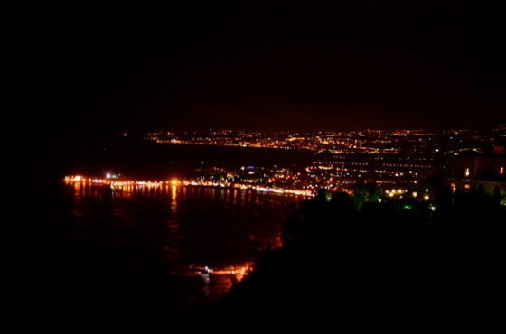 From our hotel - the lights of the shoreline.