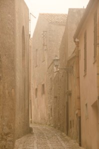 When we arrived in Erice, fog was drifting through the streets.