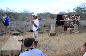 Jairo telling us about the human history of Floreana.