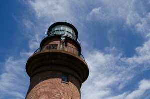 The Gay Head Lighthouse against a beautiful summer sky.