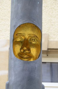 There is a funny little set of four sculptures in front of the Luxembourg palace - this one is winking!