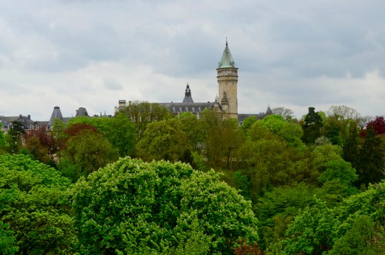 View from the drop off point in Luxembourg.  I am sure someone told us what this is, but I have forgotten.  It is one of many Hilltop edifices we will see on this trip.