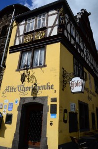 High water is an issue for this town.  Look for the markings on the wall of the yellow house indicating high water marks through the centuries.
