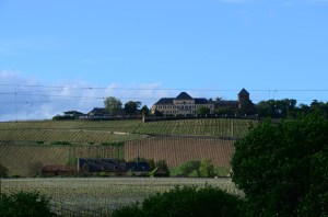 The winery mansion above the vineyards (but not where the wine is actually made).