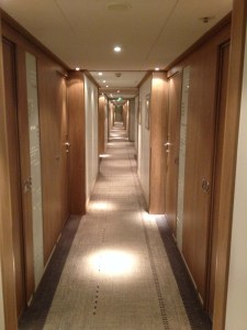 The corridor with rooms on both sides