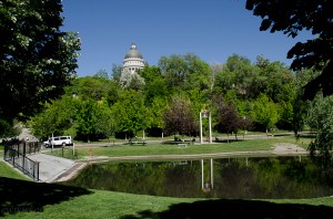The view from Memory Park back to the Capitol. (the Capitol building is at street level.