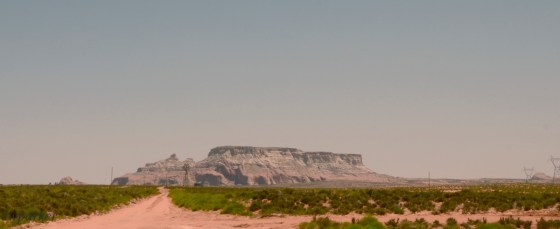 This mesa-butte formation is called the Sleeping Warrior.  From his feathers to his toes - Can you see him?
