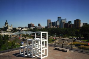 Sculpture up on the terrace of the Walker Art Museum