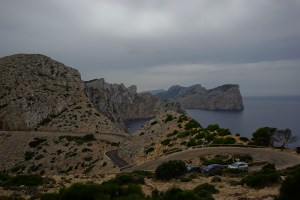 This is the road to Cap de Fomentor, from the lighthouse at the end looking back. That headland you see is the same one (from the other side) as the one you can see in the look out point pictures.