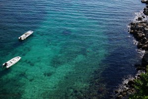 Why all the fuss about "calas"? because the water in mallorca looks like this! (view from my hotel balcony of a tiny cove next door.)