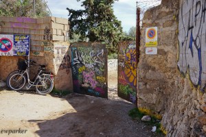 More than the halfway point, we squeezed through this metal gate.
