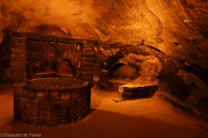 In the deepest darkest level is this well and the wall niches in the Etruscan cave.